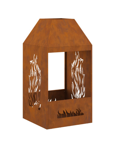 Focolare Marrone 50 x 50 x 100 cm Acciaio CorTen