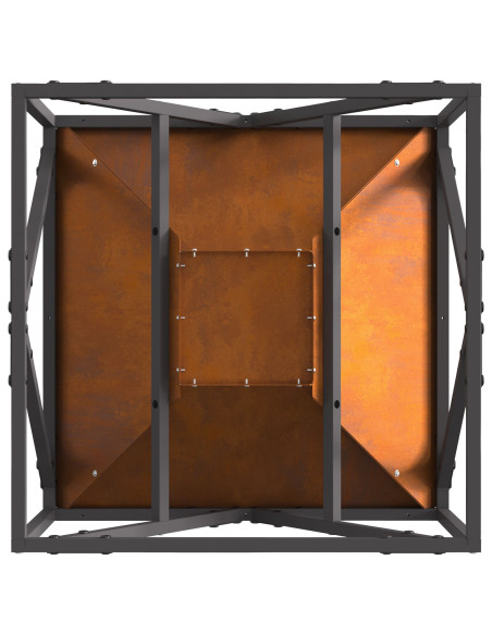 Focolare Quadrato 50x50x35 cm Acciaio Antiruggine
