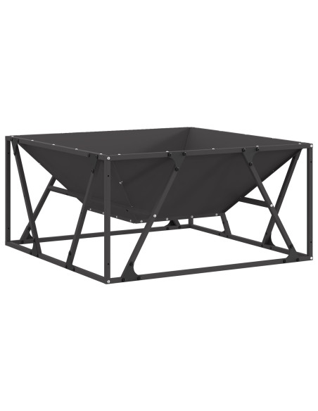 Braciere Quadrato Nero 80x80x40 cm Acciaio