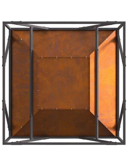Focolare Quadrato 80x80x40 cm in Acciaio Invecchiato