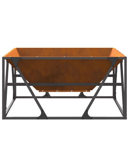 Focolare Quadrato 80x80x40 cm in Acciaio Invecchiato