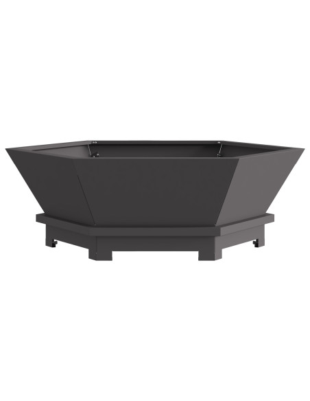 Focolare Esagonale Nero 75x75x28 cm Acciaio