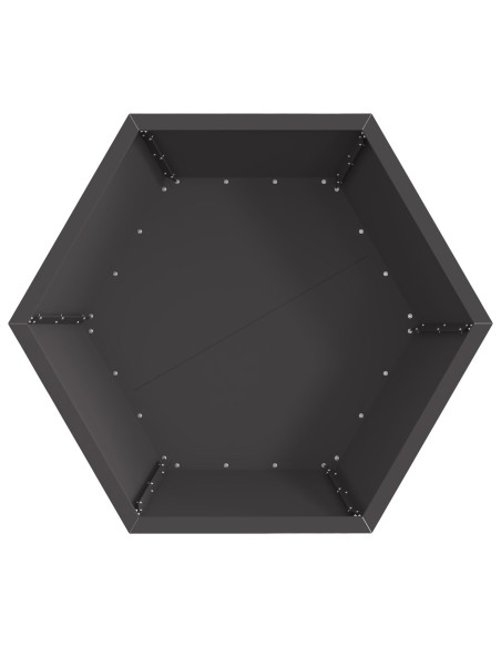 Focolare Esagonale Nero 75x75x28 cm Acciaio