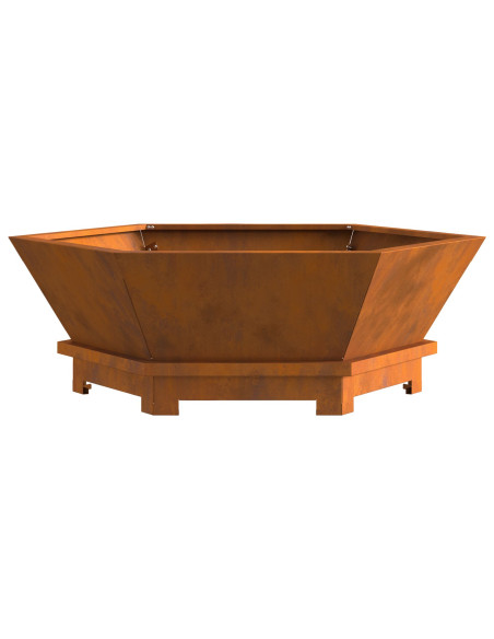 Focolare Esagonale 75x75x28 cm Acciaio Invecchiato