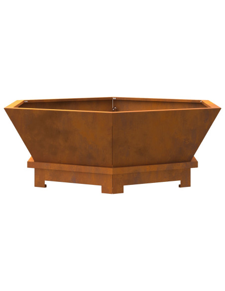 Focolare Esagonale 75x75x28 cm Acciaio Invecchiato