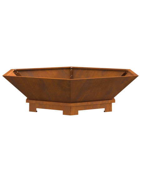 Focolare Esagonale 100x100x28 cm in Acciaio Invecchiato