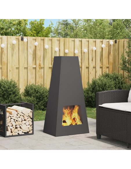 Focolare Nero 50x35x100 cm Acciaio