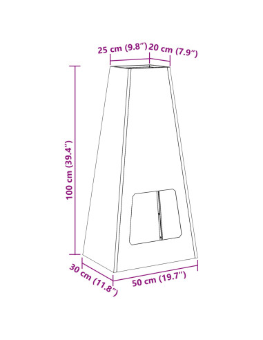 Focolare Nero 50 x 35 x 100 cm Acciaio
