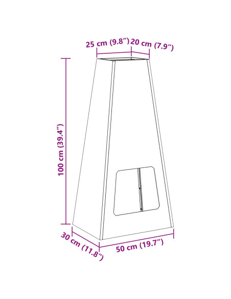 Focolare Nero 50 x 35 x 100 cm Acciaio
