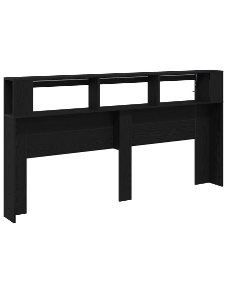 Testata di Stoccaggio  con Luci LED Quercia Nera 200x18,5x103,5 cm