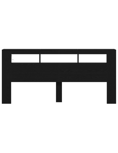 Testiera LED con lo scaffale Rovere Nero 220 x 18,5 x 103,5 cm