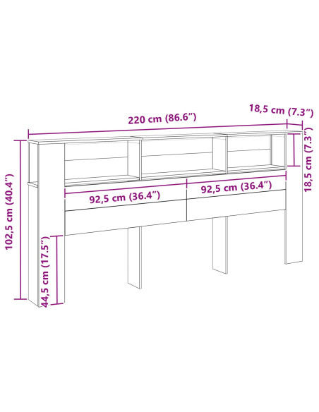 Testata con Armadio Legno Antico 220x18,5x104,5 cm