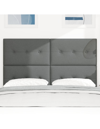 Testiera LED con testiera Grigio scuro 144 cm Poliestere