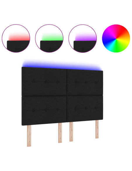 Testiera LED con luci a strisce a LED Nero 144 cm Poliestere