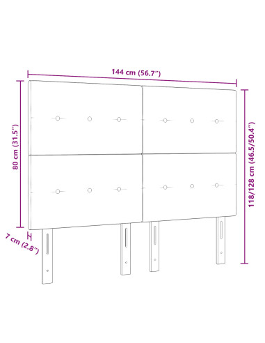 Testiera LED con testiera Grigio chiaro 144 cm Poliestere