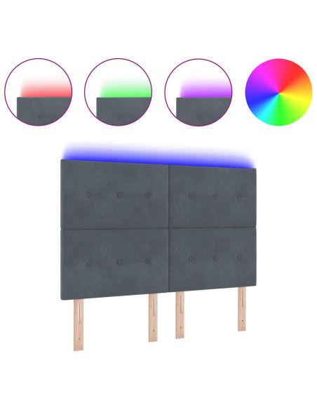 Testiera LED con luci a strisce a LED Grigio 144 cm Poliestere