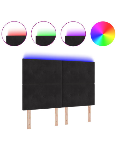 Testiera LED con luci a strisce a LED Nero 144 cm Poliestere