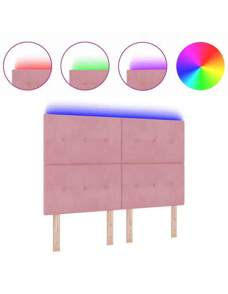 Testata LED  Rosa 72 cm Velluto