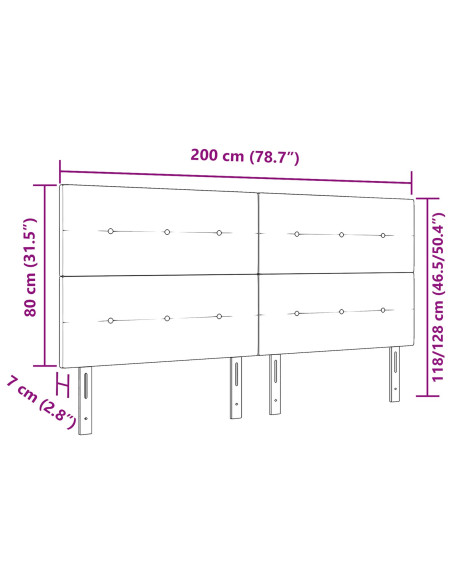 Testata LED  Grigio Scuro 100 cm Velluto