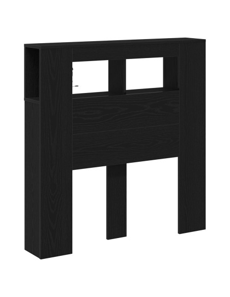 Testata da letto vitaXL con luci LED Rovere Nero 100x18,5x103,5 cm