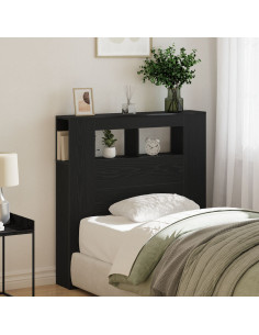 Testiera LED con lo scaffale Rovere Nero 100 x 18,5 x 103,5 cm 2