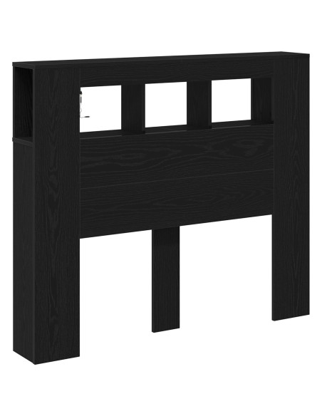 Testata per letto di stoccaggio  con luci LED Nero Rovere 120x18,5x103,5 cm