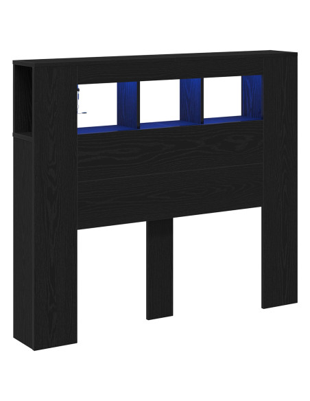 Testata per letto di stoccaggio  con luci LED Nero Rovere 120x18,5x103,5 cm