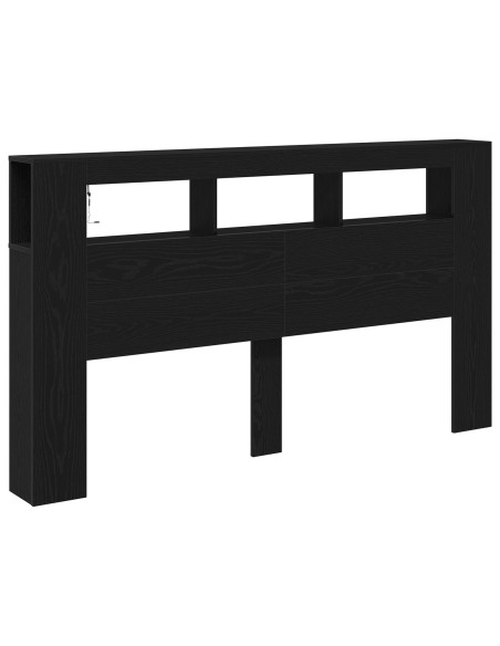 Testiera di Stoccaggio  con Luci LED Nero Rovere 180x18,5x103,5 cm