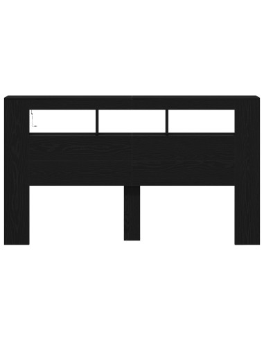 Testiera LED con lo scaffale Rovere Nero 180 x 18,5 x 103,5 cm