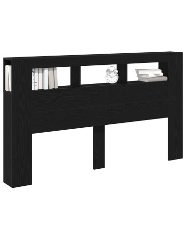 Testiera LED con lo scaffale Rovere Nero 180 x 18,5 x 103,5 cm