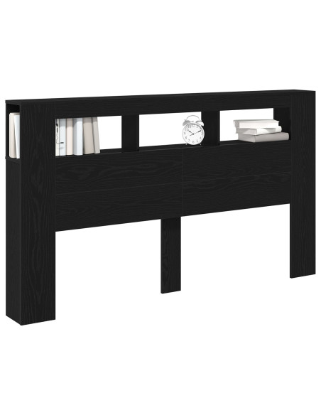 Testiera LED con lo scaffale Rovere Nero 180 x 18,5 x 103,5 cm