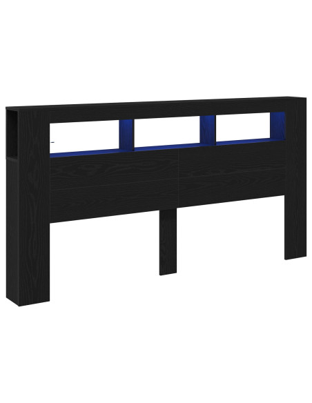 Testiera LED con lo scaffale Rovere Nero 200 x 18,5 x 103,5 cm