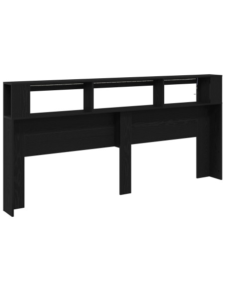 Testiera LED con lo scaffale Rovere Nero 220 x 18,5 x 103,5 cm
