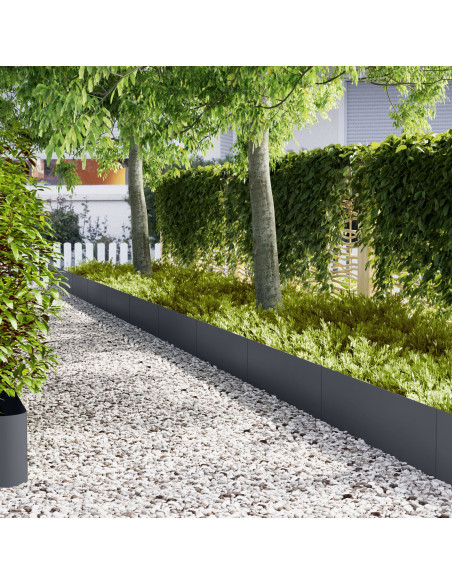 Bordura per Prato 50 pcs Antracite 100 x 0.05 x 20 cm