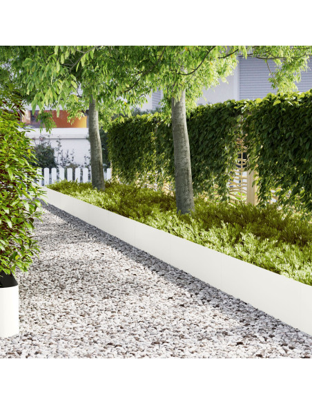 Bordature per Giardino  30 pcs Bianco 100x0,5x30 cm Acciaio