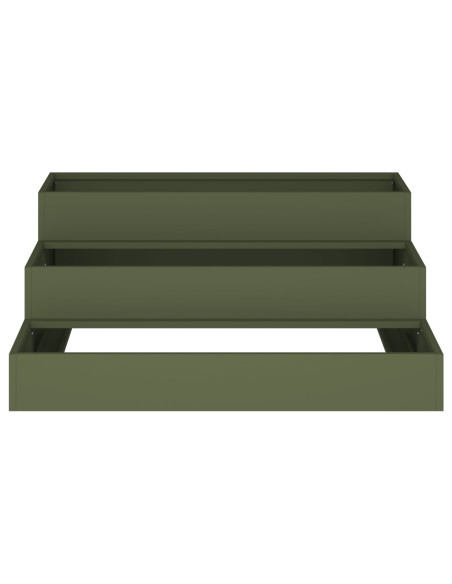 Fioriera da giardino a 3 piani 90x90x35 cm Verde oliva - Acciaio
