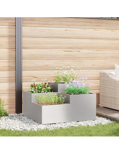 Vaso da giardino Argento 80 x 80 x 48 cm Acciaio inossidabile