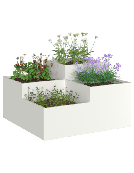 Fioriera da Giardino  100x100x48 cm Acciaio Bianco