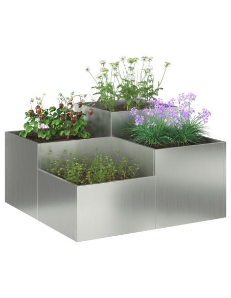 vivaXL Fioriera da Giardino 100x100x48 cm Acciaio Zincato