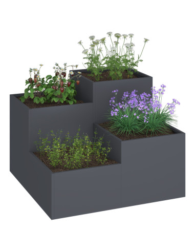 Vaso da giardino Antracite 80 x 80 x 60 cm Acciaio