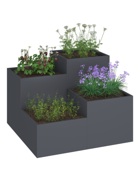 Vaso da giardino Antracite 80 x 80 x 60 cm Acciaio