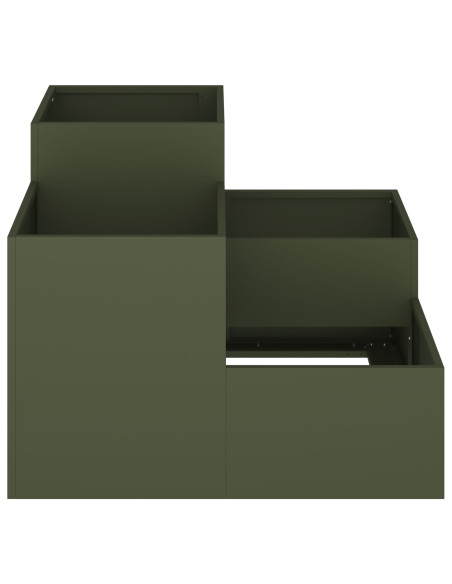 Fioriera da Giardino 80x80x60 cm Verde Oliva Acciaio