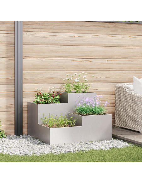 Vaso da giardino Argento 100 x 100 x 60 cm Acciaio inossidabile