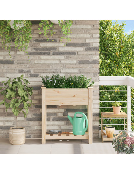Fioriera da giardino  con ripiano 71x37x76 cm in legno massello di abete