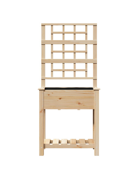 Fioriera da Giardino con Trellis e Ripiano 71x37x152 cm in Legno Massello di Abete