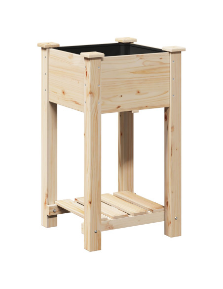 Vaso da giardino  con ripiano 45x45x76 cm in legno massello di abete