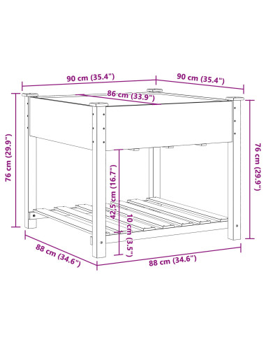 Vaso da giardino con lo scaffale Beige 90 x 90 x 76,5 cm