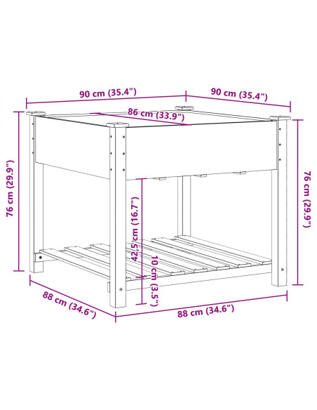 Vaso da giardino con lo scaffale Beige 90 x 90 x 76,5 cm