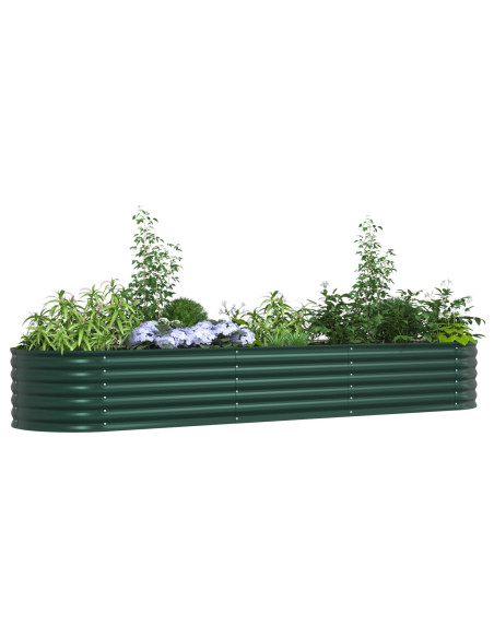 Letto da Giardino Rialzato Verde 320x80x44 cm in Acciaio Galvanizzato