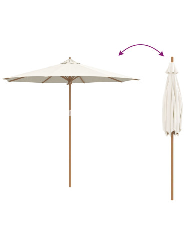 Ombrello da giardino Bianco Crema Ø 270 x 260 cm Bambù